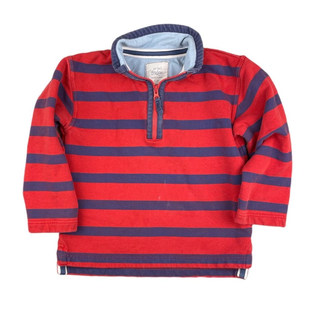 Mini Boden striped zip up sweatshirt